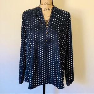 The Limited Blouse Navy w/ White Polka Dots XL